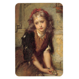 Sad Girl with a Dead Goldfinch Bird (Pet Beileid) Magnet