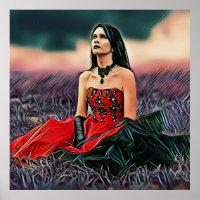 Sad Gothic Girl sitzt außerhalb von Poster