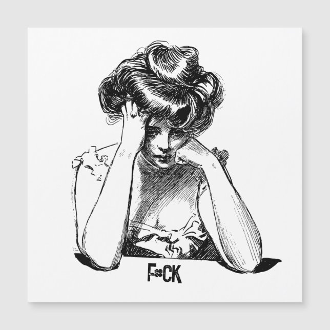 Sad Lady sagt "f#ck" Magnetkarte (Vorderseite)