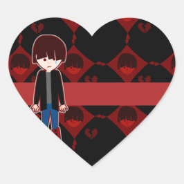 Sad Lonely Emo Boy Herz-Aufkleber