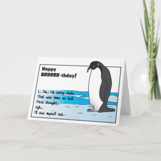 Sad Penguin Birthday Card Karte