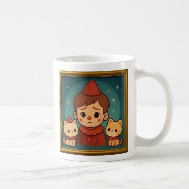 Sad Pierrot and Cats Mug Kaffeetasse (Rechts)