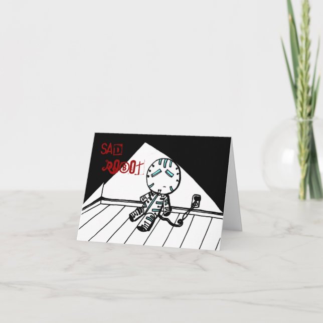 Sad Robot Greeting Card Karte (Vorderseite)