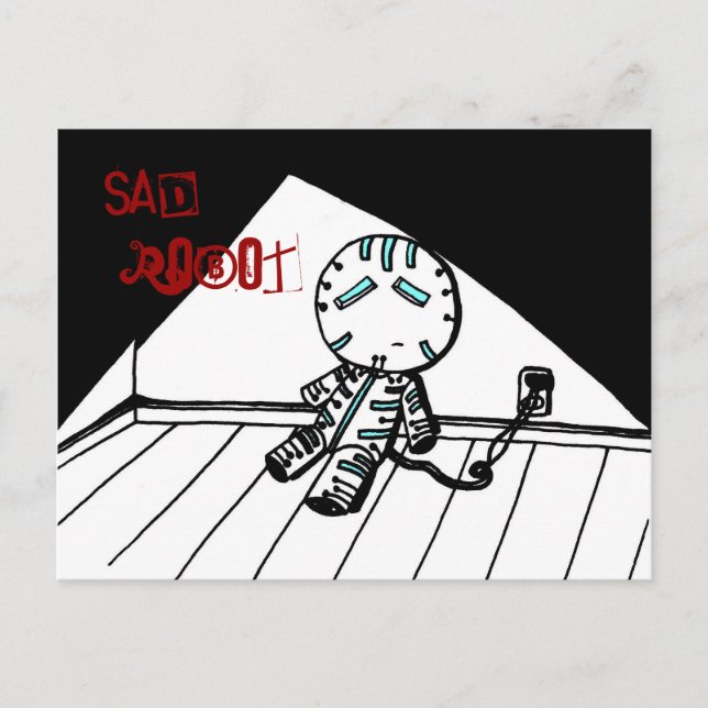 Sad Robot Postcard Postkarte (Vorderseite)