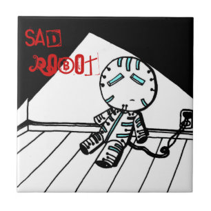 Sad Robot Tile Fliese