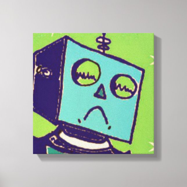 Sad Robot Wrapped Canvas Leinwanddruck (Vorderseite)