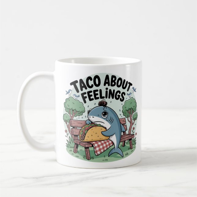 Sad Shark Taco Break Funny Kaffeetasse (Links)