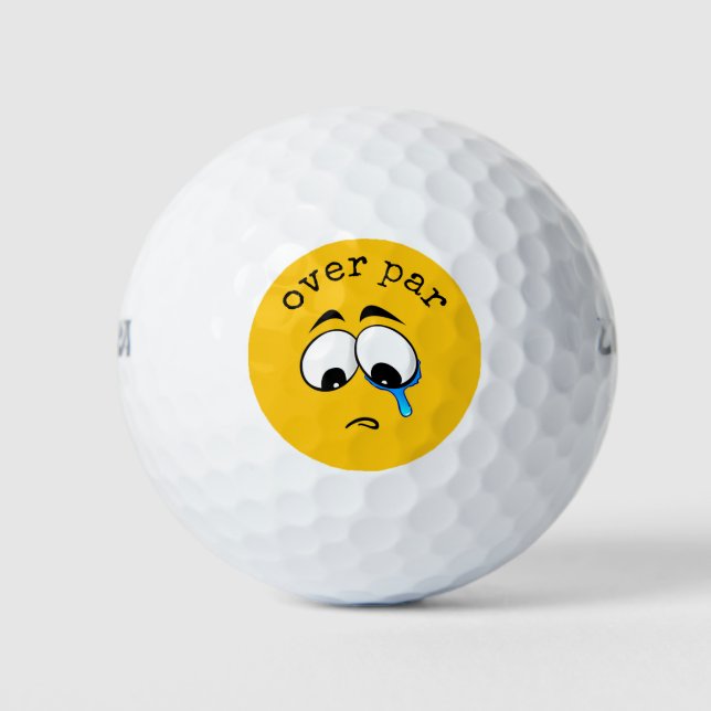 Sad Yellow Emoji Golfball (Vorderseite)