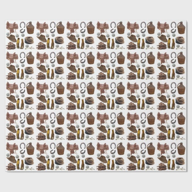 Saddle Boots HORSE SHOES cowboy clipART  Geschenkpapier (Flach)