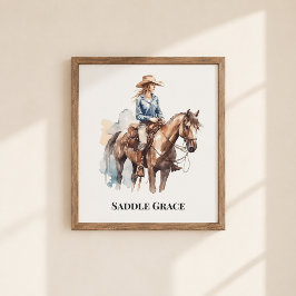 Saddle Grace Cowgirl-Wandkunst