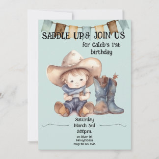 Saddle Up 1. Geburtstag Kleiner Cowboy Einladung