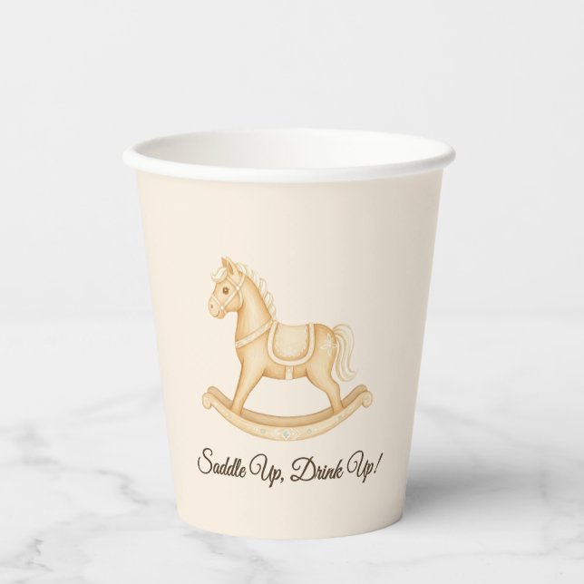 "Saddle Up" Boho Western Babydusche Pappbecher (Vorderseite)