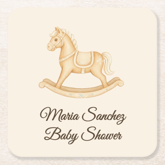 "Saddle Up" Boho Western Babydusche Rechteckiger Pappuntersetzer (Vorderseite)