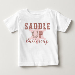 Saddle Up Buttercup Rosa Western-Geburtstags-T-Shi Baby T-shirt
