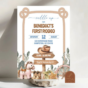 Saddle Up Cowboy First Rodeo Birthday Boy Einladung