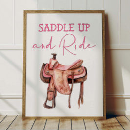 Saddle Up Cowgirl Poster Kids Western Room Decor