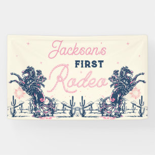 Saddle up First Rodeo Cowboy Geburtstagsparty Banner
