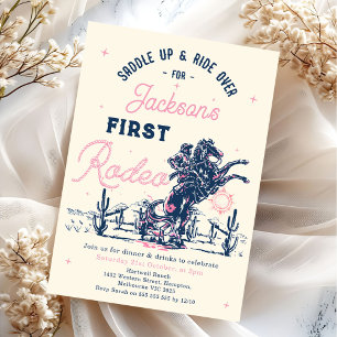 Saddle up First Rodeo Cowboy Geburtstagsparty Einladung