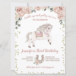 Saddle Up Girl Pink Pony Geburtstag Einladung