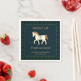 Saddle Up Vintage Preppy Horse Birthday Serviette