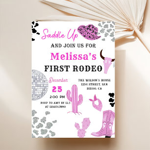 Saddle Up Wild West Rodeo Disco Cowgirl Geburtstag Einladung