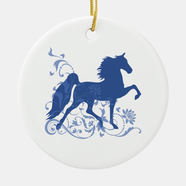 Saddlebred Five Gait Floral Blue Keramikornament (Vorne)