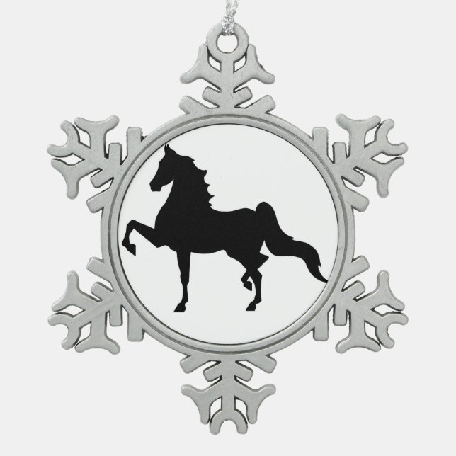 Saddlebred Verzierung Schneeflocken Zinn-Ornament (Vorderseite)