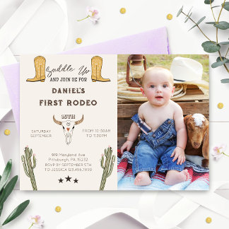 Saddup Western Cowboy Birthday Foto Einladung