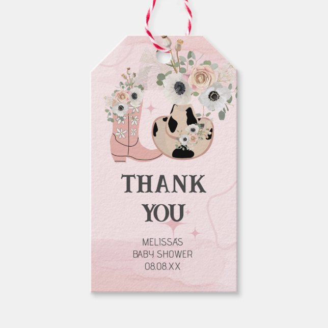 Saddup Western Cowgirl Thema Vielen Dank Geschenkanhänger (Vorderseite)