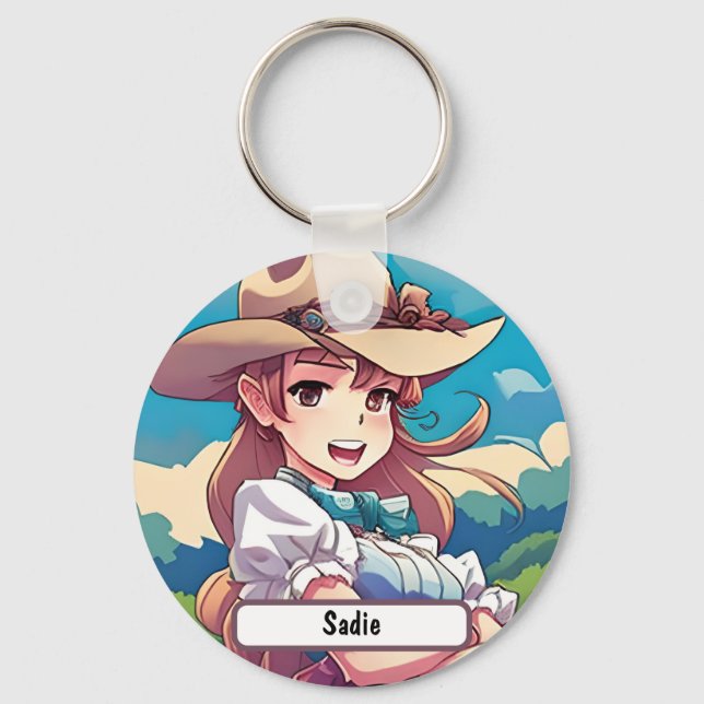 Sadie das Cowgirl, mit Custom Nametag! Schlüsselan Schlüsselanhänger (Vorderseite)