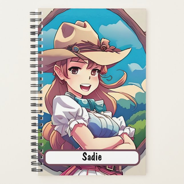 Sadie das Cowgirl mit individualisierbarem Nametag Planer (Vorderseite)
