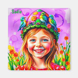 SADIE ~ EASTER BONNET ~ Happy Girl ~ Magnet