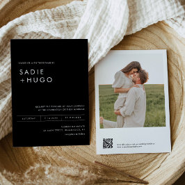 SADIE Minimal Wedding Einladung mit Foto & QR Code