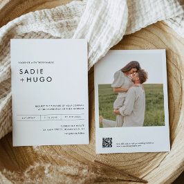 SADIE Minimal Wedding Einladung mit Foto & QR Code