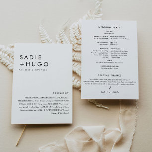 SADIE Modern Minimal Wedding Program 12x18 Flat Ca Einladung