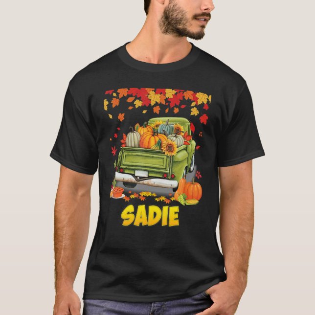 Sadie Thanksgiving Pumpkin Truck Thankful Fall Tre T-Shirt (Vorderseite)