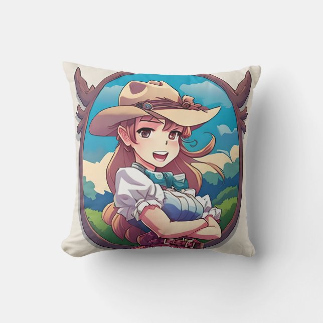 Sadie The Cowgirl Throw Kissen (Vorderseite)