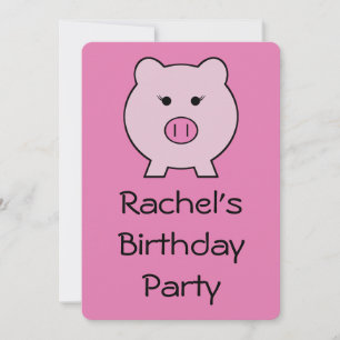 Sadie the Pink Pig ~ Niedlich Girly Kawaii Einladung