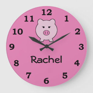 Sadie the Pink Pig ~ Niedlich Girly Kawaii Große Wanduhr