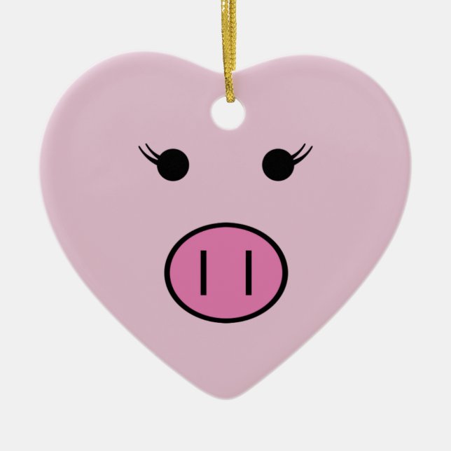 Sadie The Pink Pig ~ Niedlich Kawaii Keramikornament (Vorne)