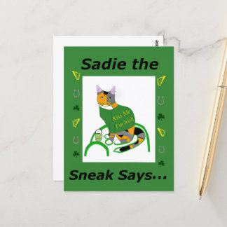 Sadie the Sneak St. Patrick's Day Postcard Postkarte