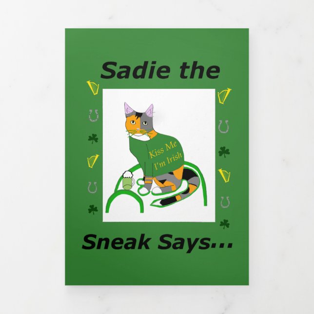 Sadie the Sneak Trifold St. Patrick's Day Card Dreifach Gefaltete Urlaubskarte (Cover)
