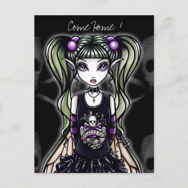 Sadie's "Come Zuhause ! " Gothic Fairy Postcard Postkarte (Vorderseite)