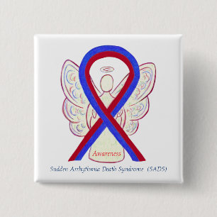 SADS Awareness Ribbon Angel Custom Button Buttone