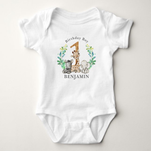Safari 1. Geburtstag Baby Bodysuit Baby Strampler (Vorderseite)