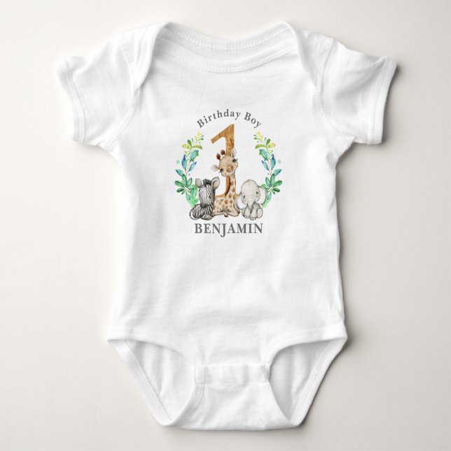 Safari 1. Geburtstag Baby Bodysuit Strampler (Vorderseite)