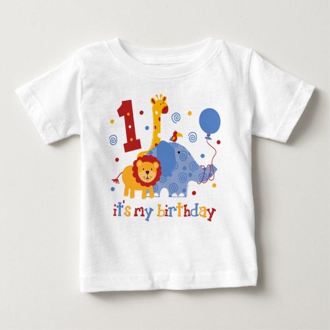Safari 1. Geburtstag Baby T-shirt (Vorderseite)