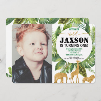 Safari 1. Geburtstags Einladung Junge Foto