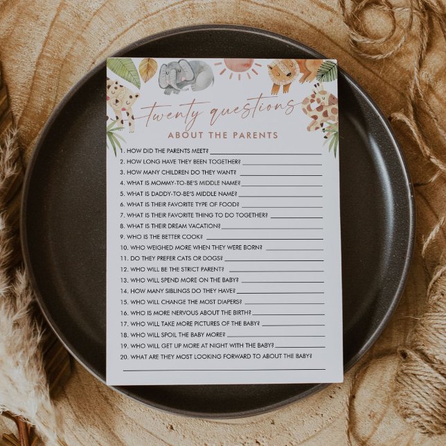 SAFARI 20 Fragen zum Kinderspiel der Eltern Einladung (Von Creator hochgeladen)