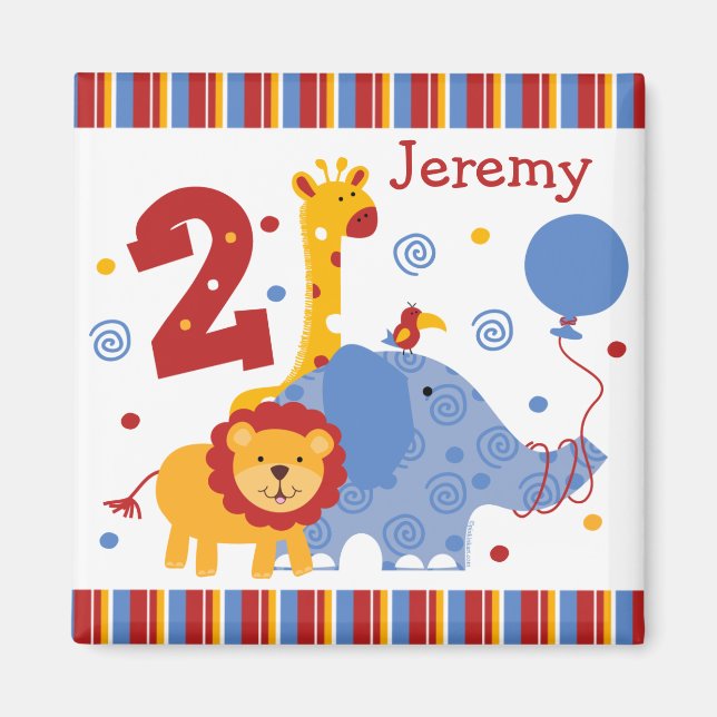 Safari 2. Geburtstag Custom Magnet (Vorne)